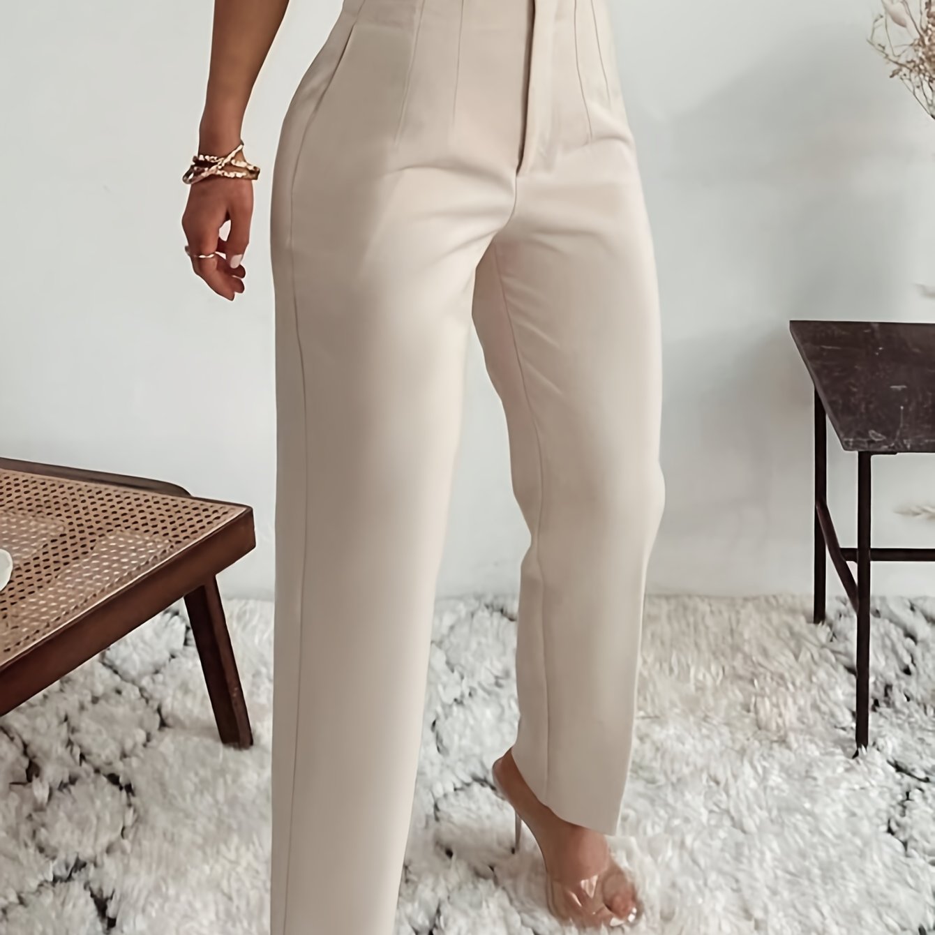 Women's High-Waist Straight-Leg Pants