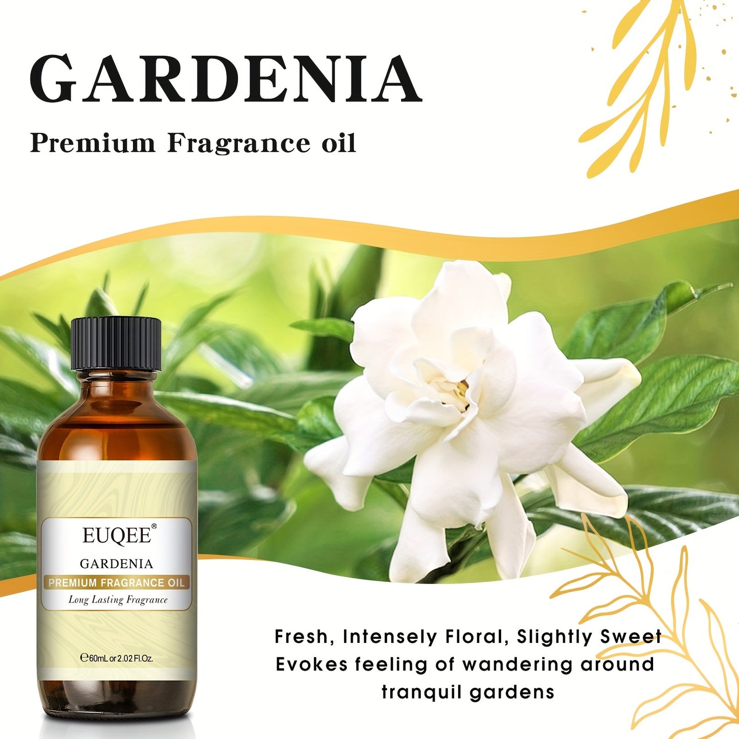 EUQEE 2pcs Gardenia Fragrance Essential Oils 60ml for Diffuser Candle Making Humidifier