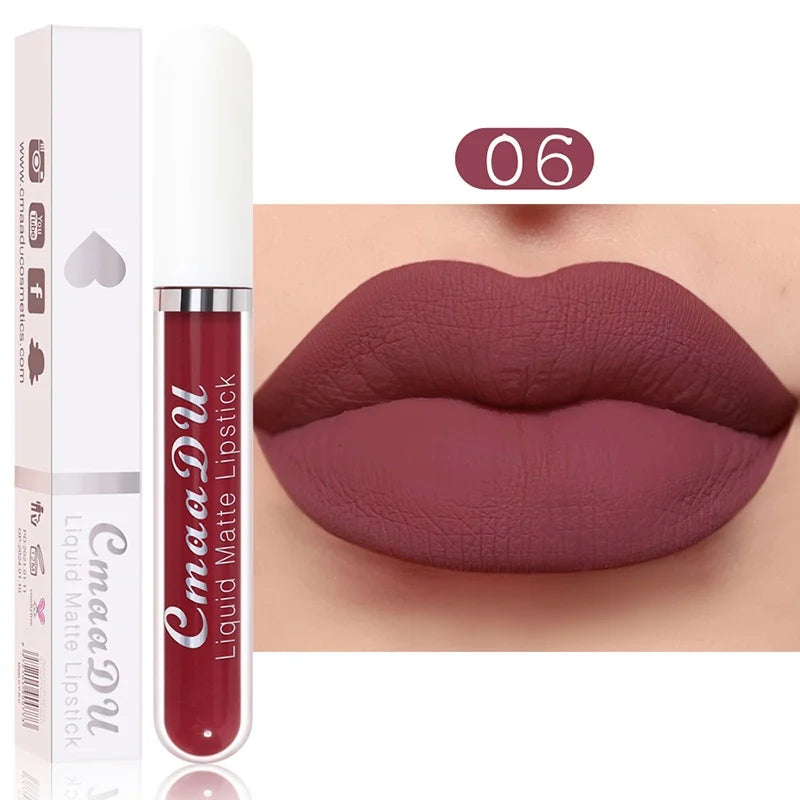 Sexy Long Lasting Velvet Matte Lip Gloss Liquid Lipstick for Women Red Waterproof Nonstick Cup Lip Makeup