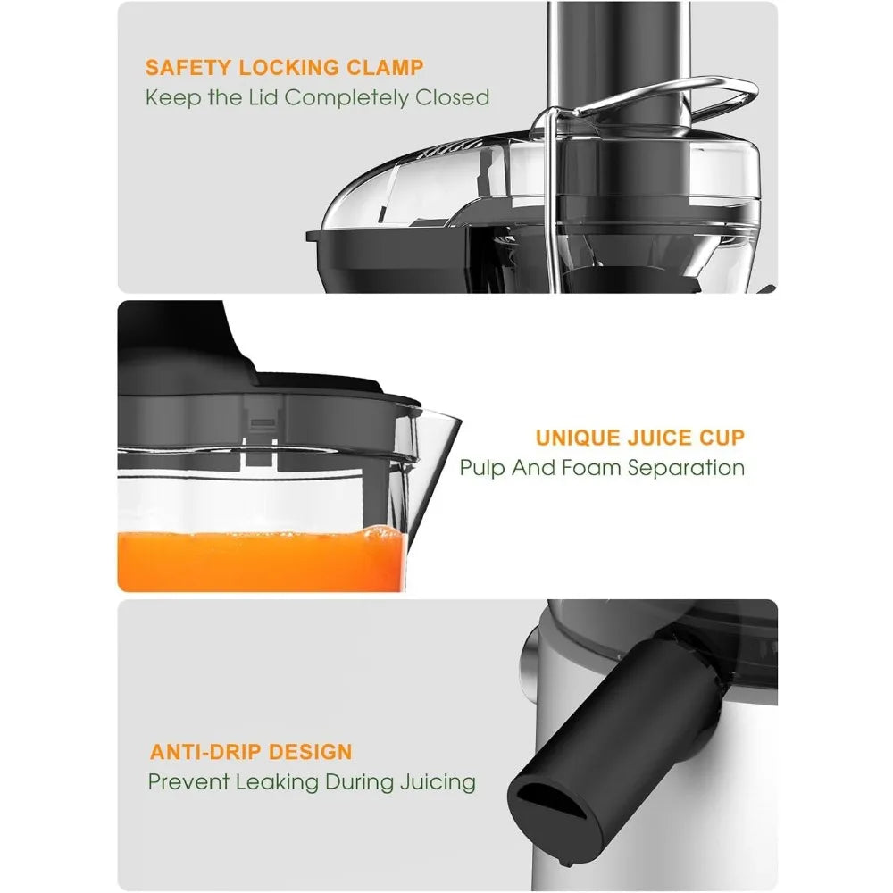 Juicer Machine, 1200W Juicer with 3" Feed Chute for Whole Fruits and Veg, Dual Speeds Centrifugal Juice Extractor