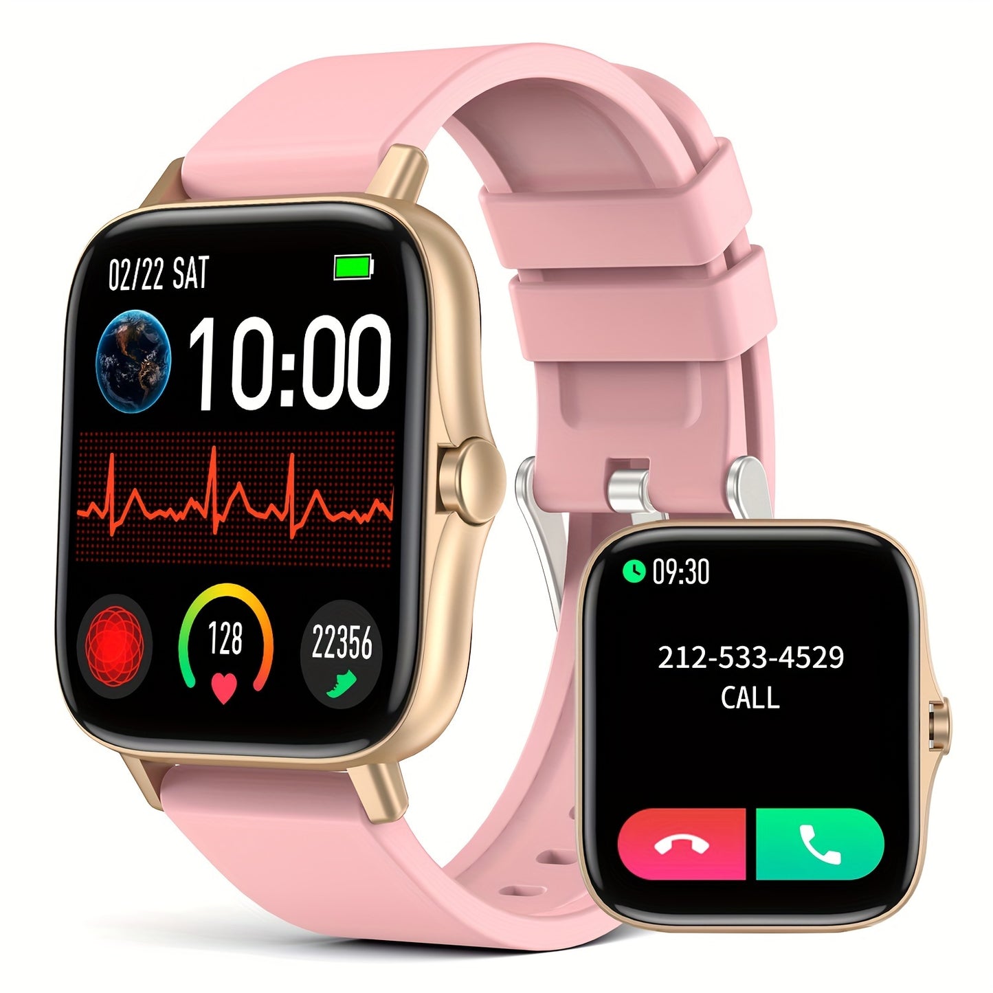 1.7 Inch HD Smart Watch, Women's Sports Watch With Wireless Call, 8 Sports Modes Fitness Tracker, Voice Assistant, Music Control, Camera Control, Weather Forecast, Find Phone/watch, Ring Alarm, Stopwatch, Timer, For Android I