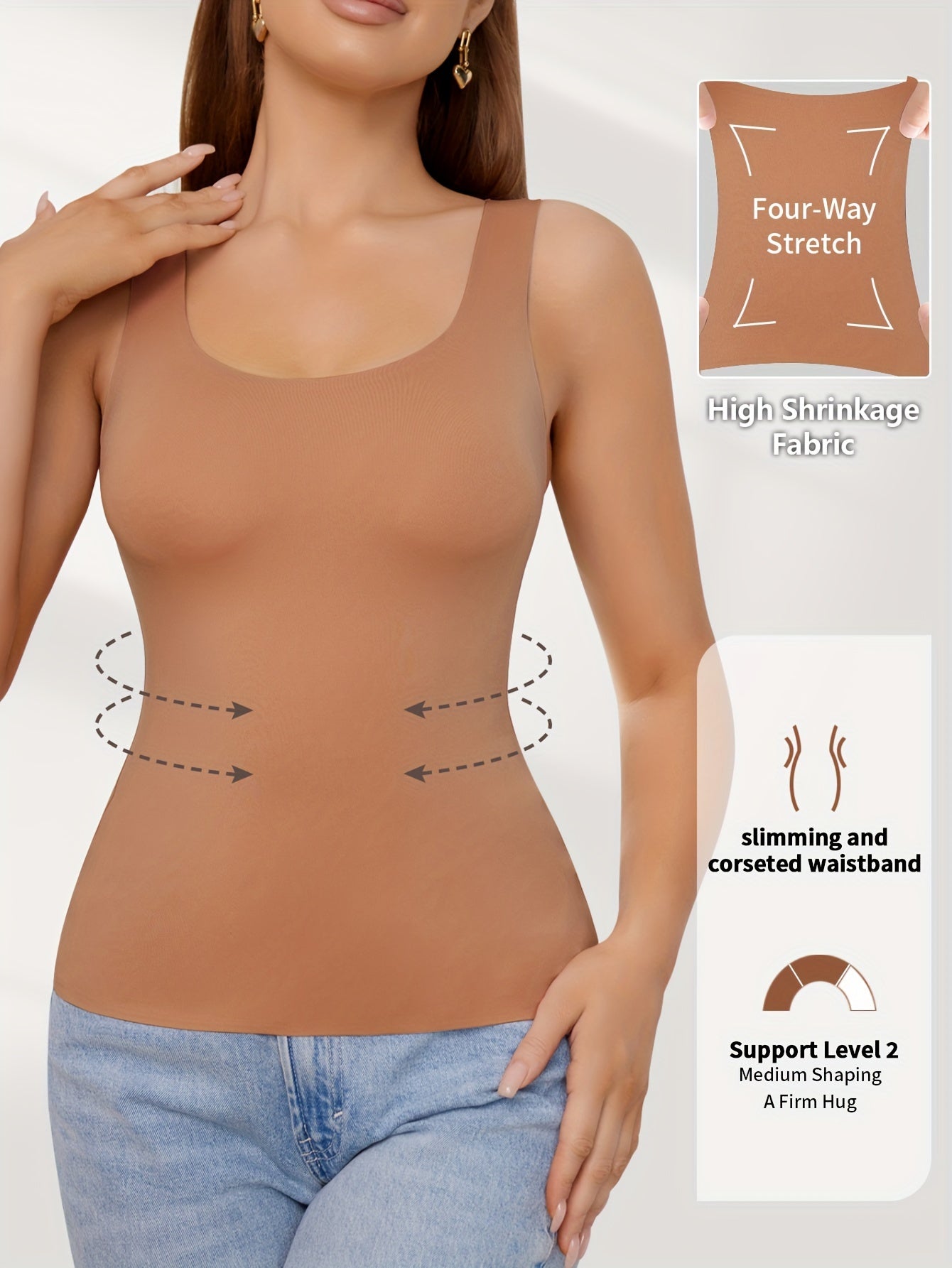 Women's Seamless Sports Camisole with Built-in Bra