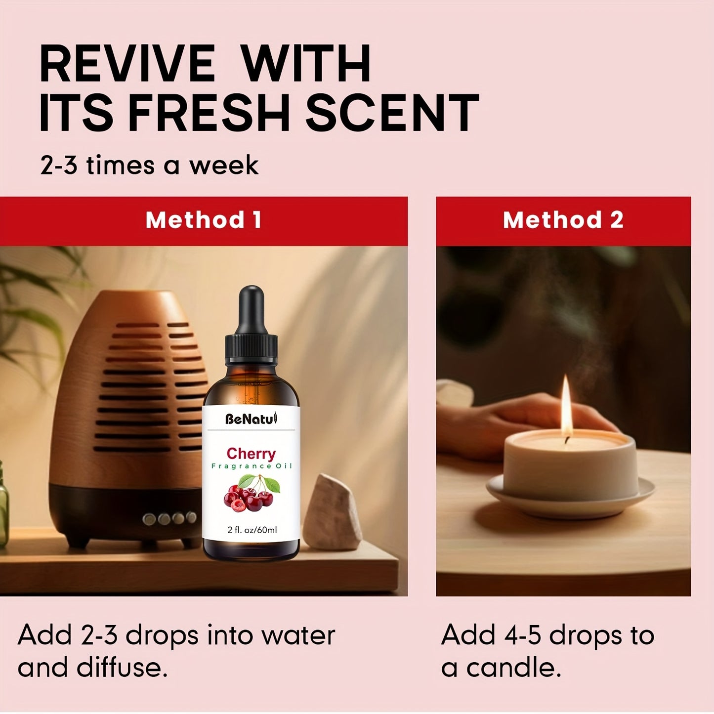 2.03 Ounce Cherry Fragrance Essential Oil Fruit Scent High End Essential Oil Lasting Aroma Suitable for Diffuser Humidifier Soap and Candle Making