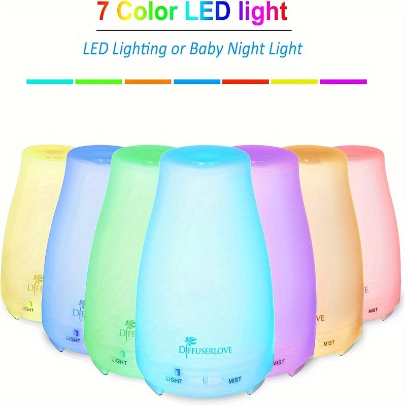 2 Pack Essential Oil Diffuser With 6 Bottles Of 6.76oz Essential Oils And 7 LED Color Changing Lights Aromatherapy Humidifier With Timer And Auto Off Safety Switch For Bedroom Office Living Room And Yoga