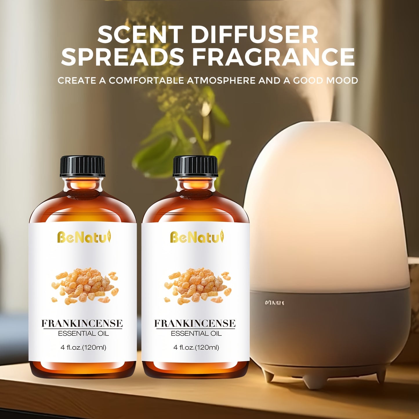 2 Piece 4.06 Ounce Frankincense Essential Oil Benatu Suitable for Massage Bathing Facial Body Nail Hair Eyelash Gift for Mothers Girlfriends Relatives