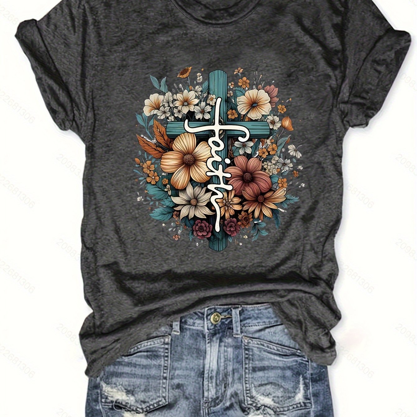 Fashionable Womens Graphic Print T-Shirt Casual Short Sleeve Top