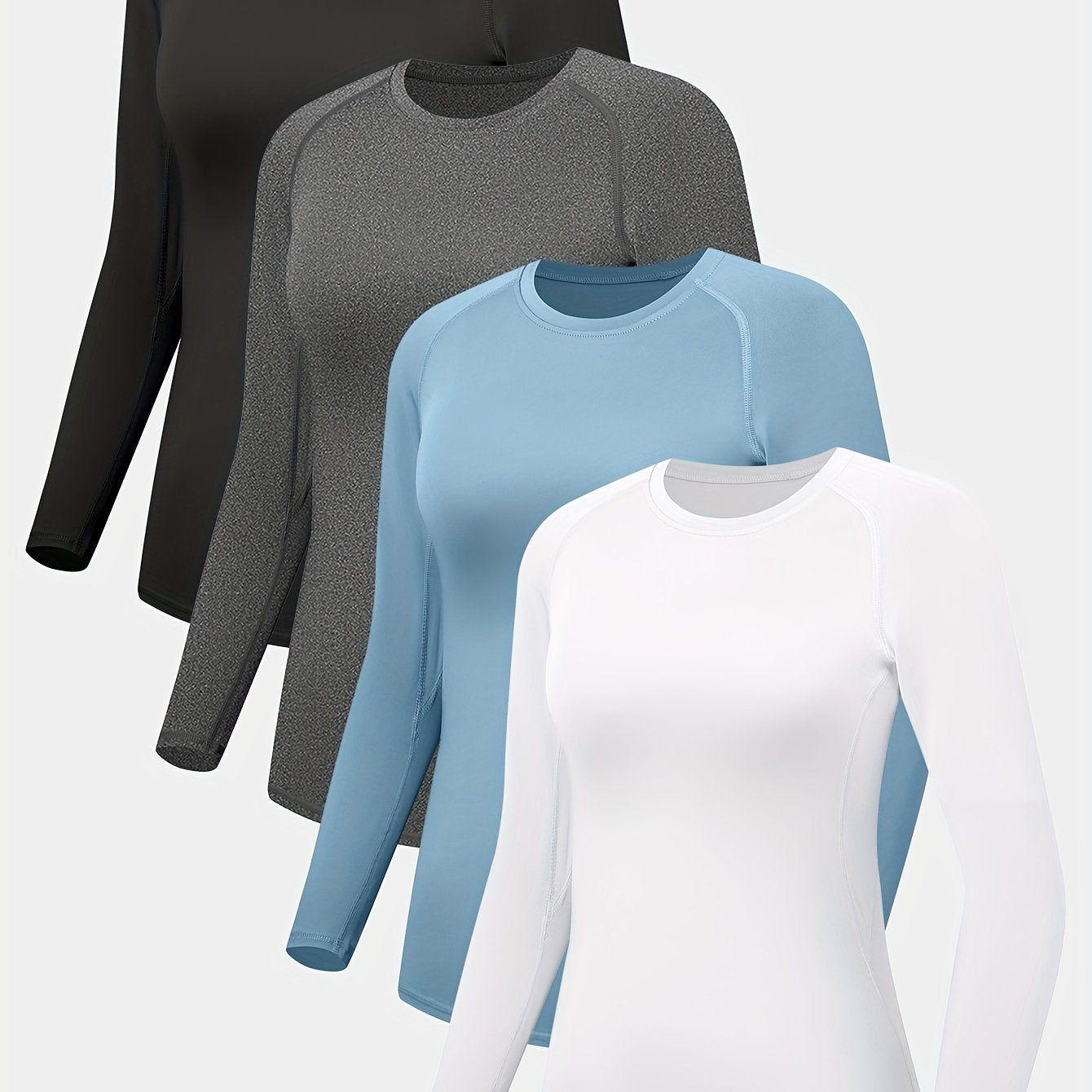 4pcs HOPLYNN Women's Athletic Compression Long Sleeve T-Shirts