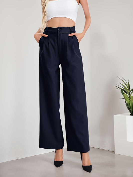 Elegant Navy Blue Wide Leg Pants for Women