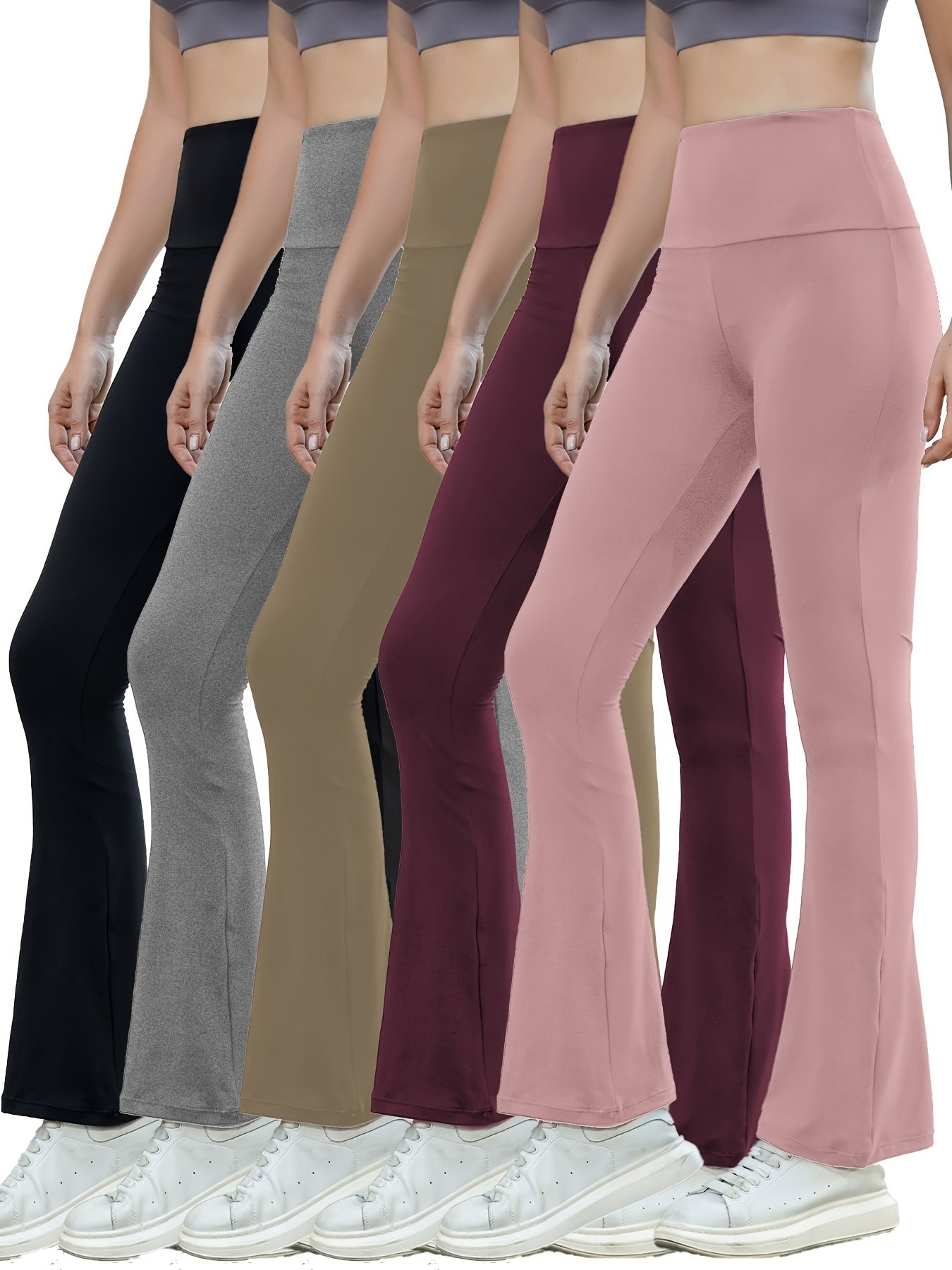 5 Pack Women's High-Waisted Flare Yoga Leggings