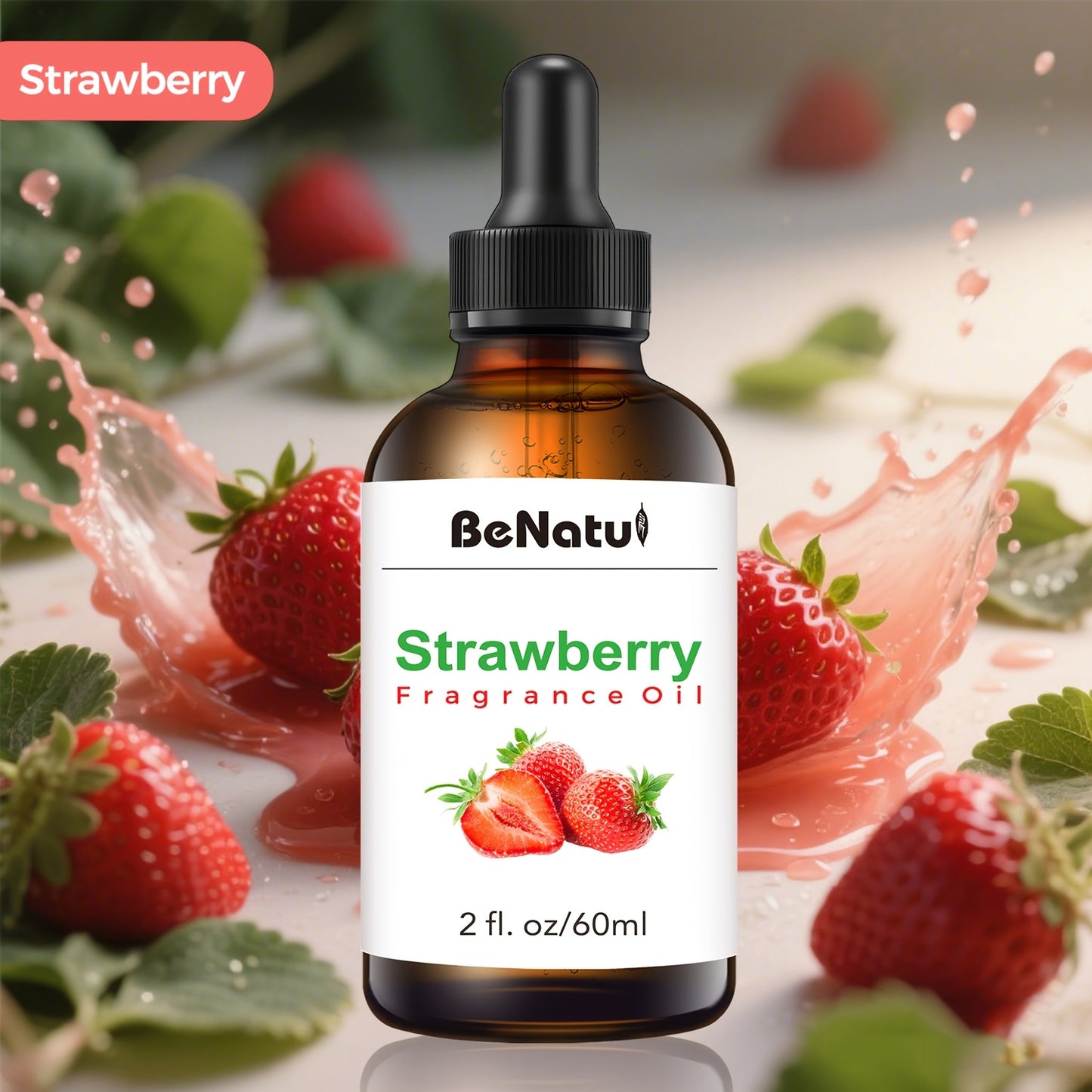Strawberry Fragrance Essential Oil 60ml for Humidifier Diffuser Scented Candle Suitable for Bedroom Home Hotel Restaurant