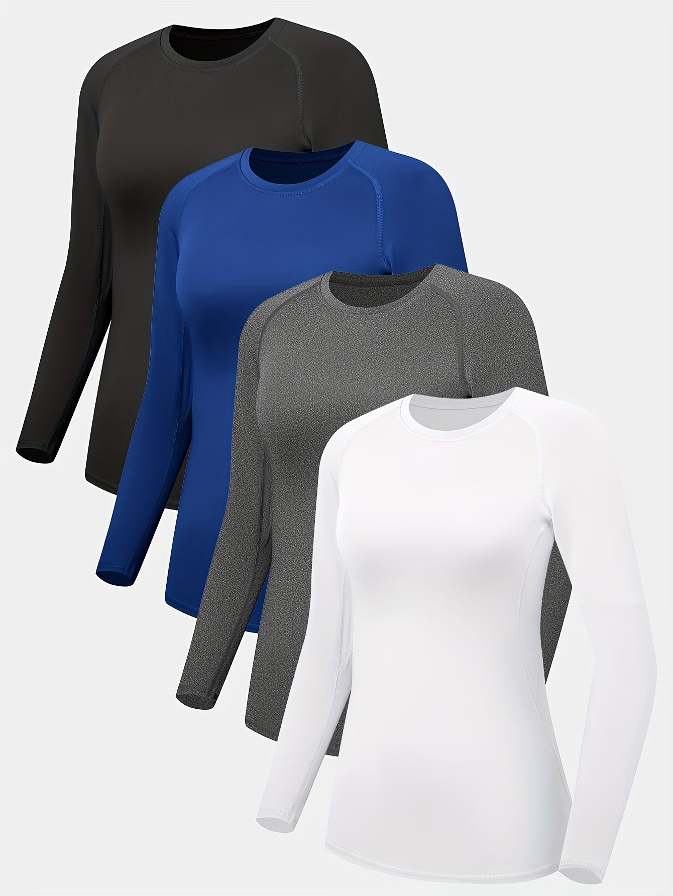 4pcs HOPLYNN Women's Athletic Compression Long Sleeve T-Shirts