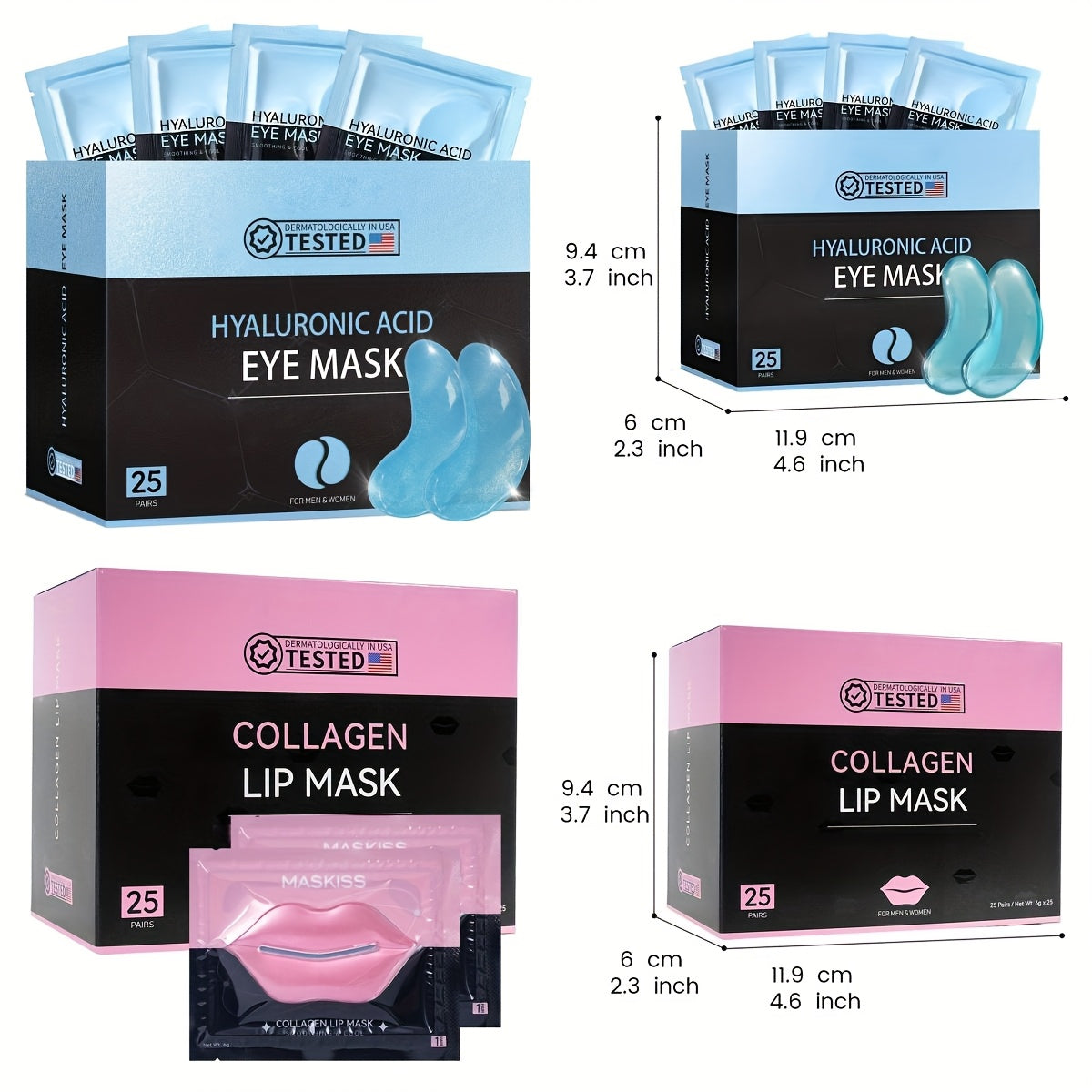 50 Pieces Hyaluronic Acid Eye and Lip Mask Set Moisturizing and Firming with Collagen Hypoallergenic Daily Skincare for All Skin Types Travel Friendly Ideal for Wedding Gifts and Valentines Day Gifts
