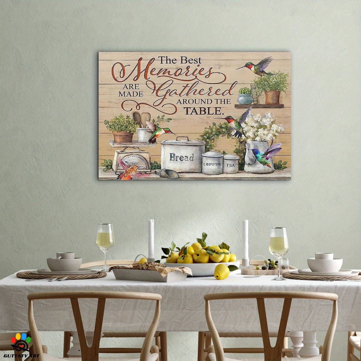 [2D Flat] Framed Canvas Kitchen Wall Art Rustic Decor