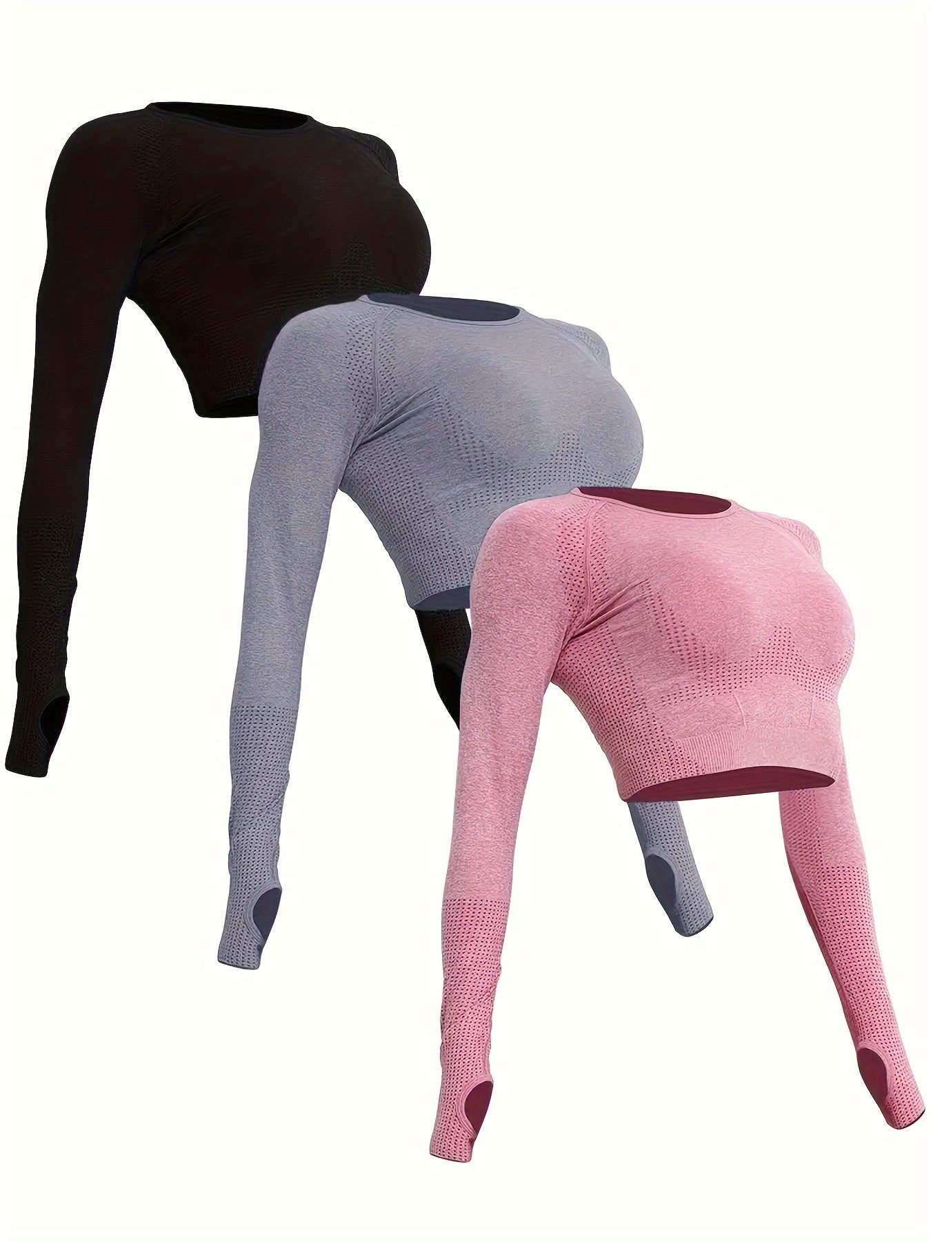 3pcs Women's Polyamide Long Sleeve Yoga T-Shirts