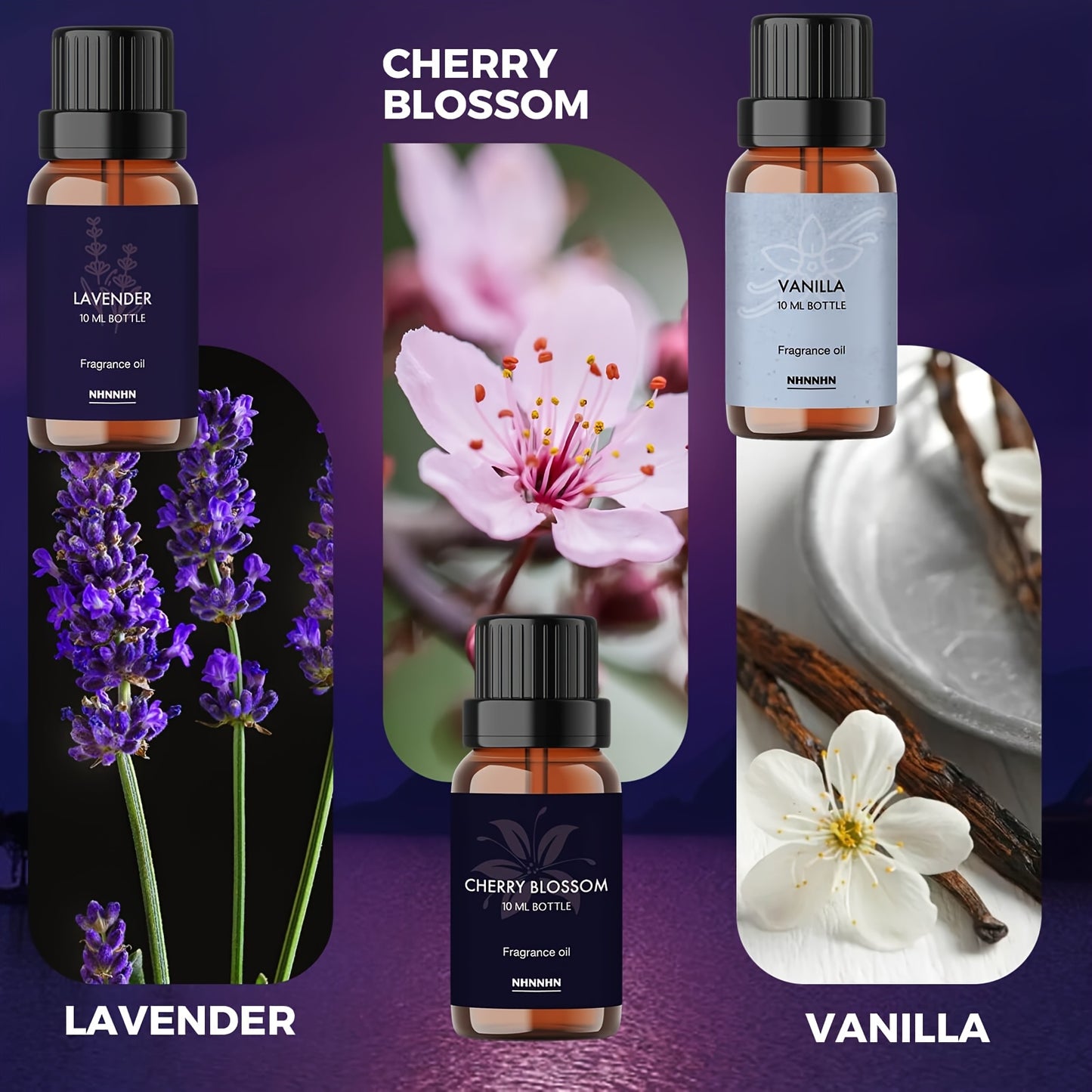 Essential Oils Set Scented Fragrance Oil Kit for Diffuser Sweet Dreams Calm Mind Relax Lavender Cherry Blossom Vanilla 6x0.34oz Gift