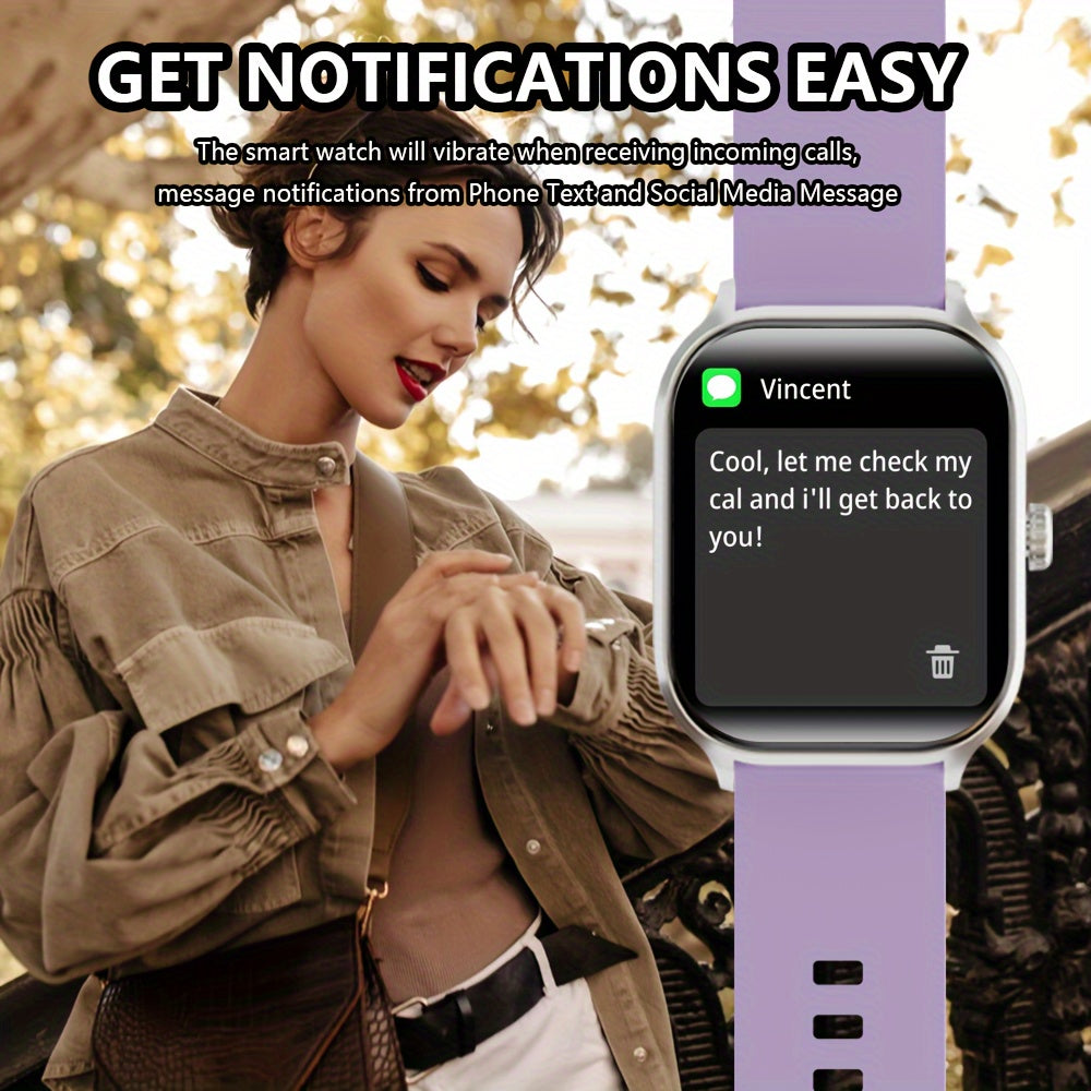 LAXASFIT 2.01" Full Touch Screen Smartwatch - IP68 Waterproof, Wireless 5.3, Fitness Tracker with Call & Text Alerts, 100+ Sports Modes, USB Charging, Compatible with Android/iPhone - Sleek Design for Men & Women, Smart Watch