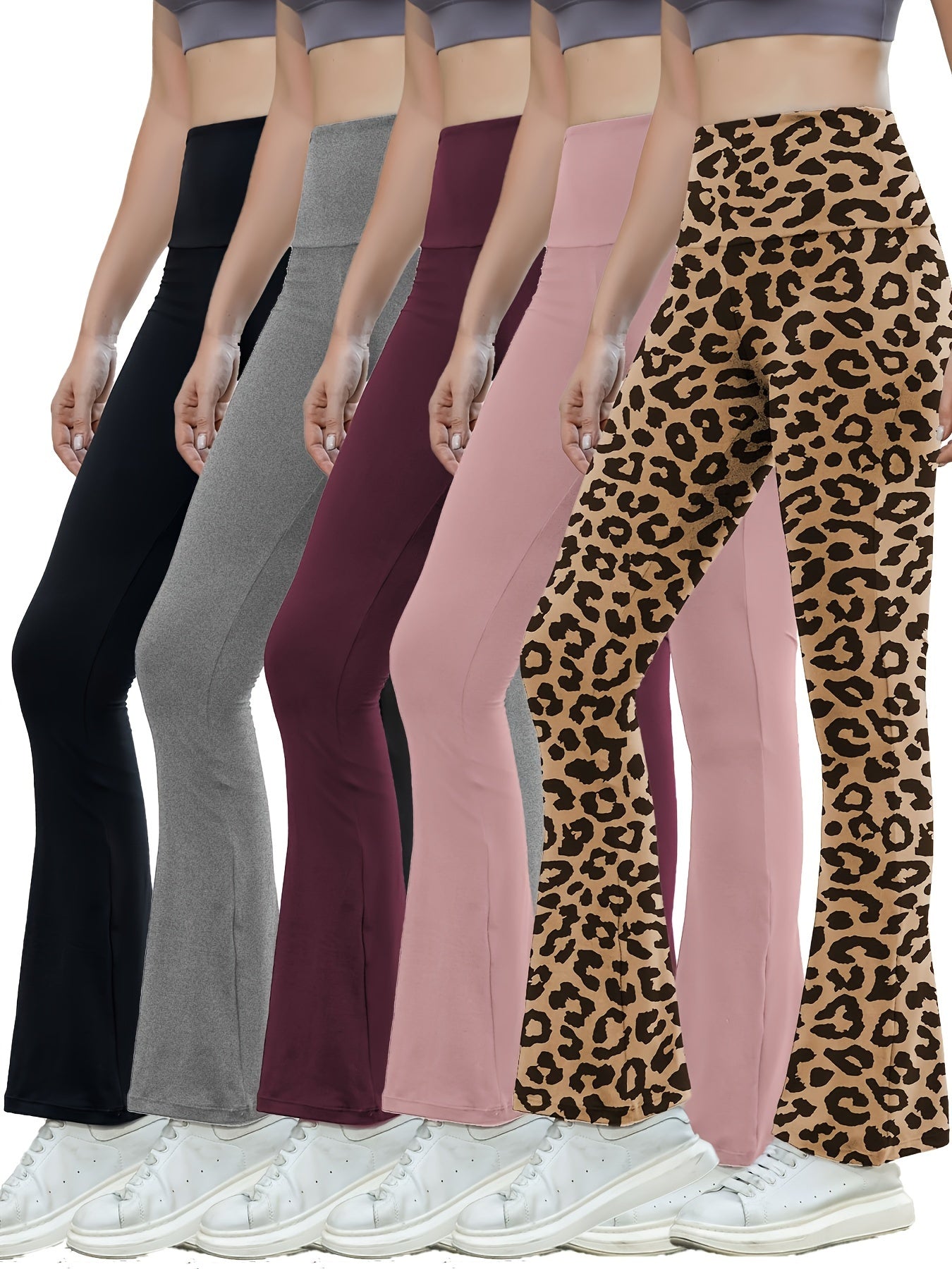 5 Pack Women's High-Waisted Flare Yoga Leggings