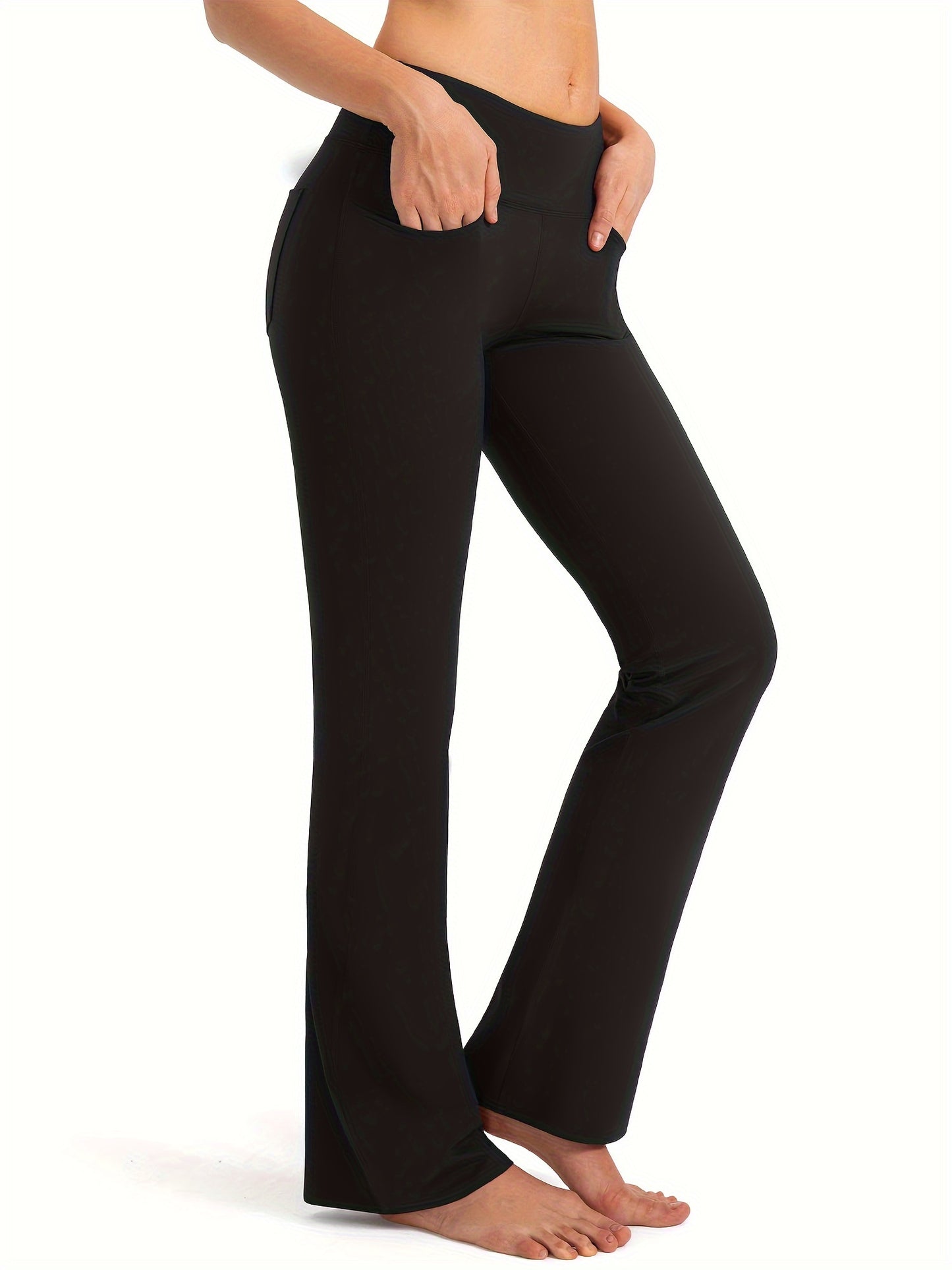 Women's Bootcut Yoga Pants Long Bootleg High-Waisted Flare Pants With Pockets