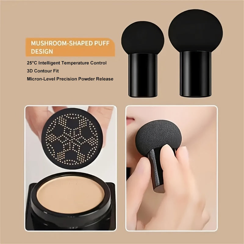 Mother's Day Gift 2pcs Mushroom Head Air Cushion Foundation Makeup BB Cream CC Cream Flawless Lightweight Full Coverage Long Lasting Moisturizing Concealer Natural Nude Makeup