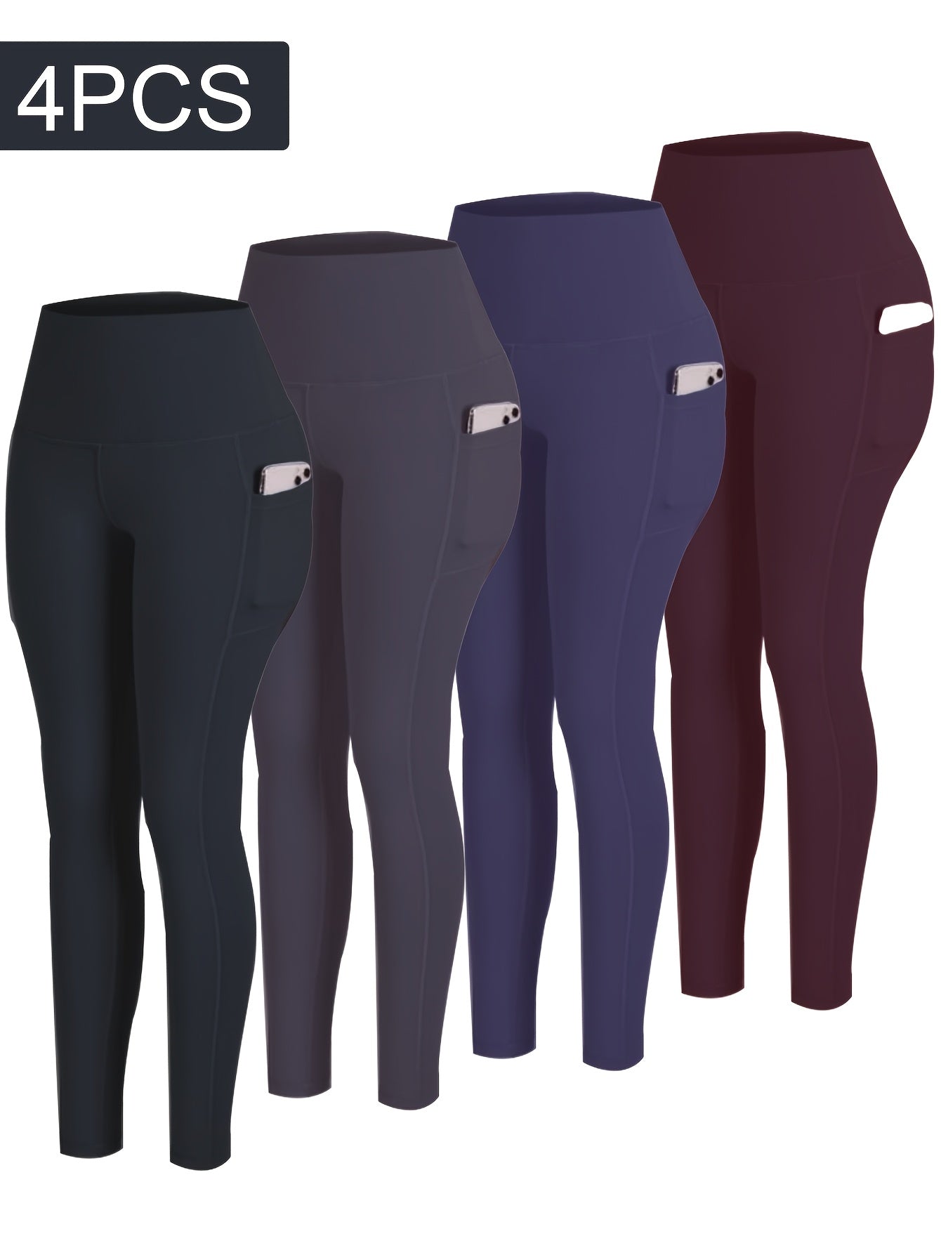 PRO-FiT Women'S 4pcs Set Of Sports Leggings, Abdominal Control, Butt Lift, Nine-point Printed Yoga Pants