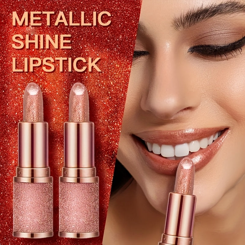 3 Pcs Set Glitter Lipstick Sparkling Lip Balm Starry Shimmer Moisturizing Lip Balm Long Lasting Lip Makeup Beauty Cosmetic for Lustrous Radiant Lips