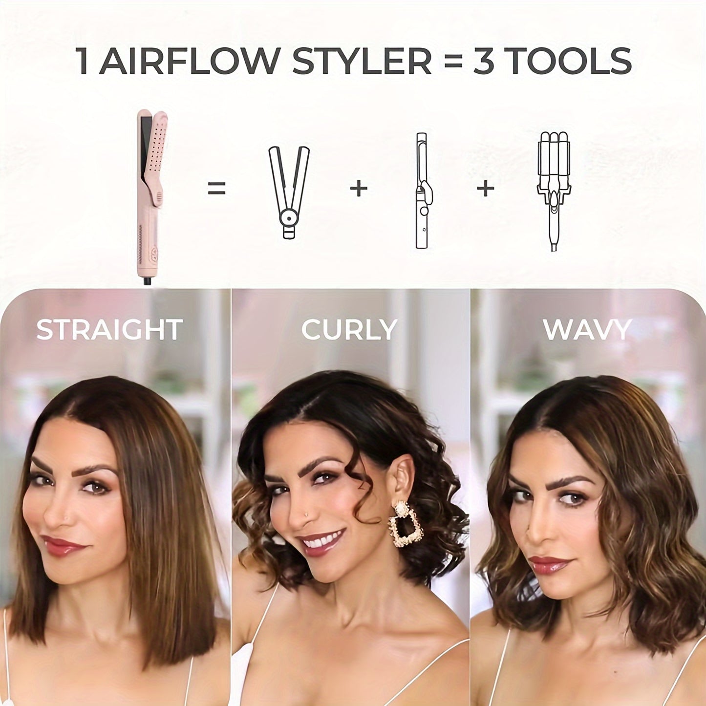 2-in-1 Airflow Curling Iron For Lasting Curls 360° Airflow Styler
