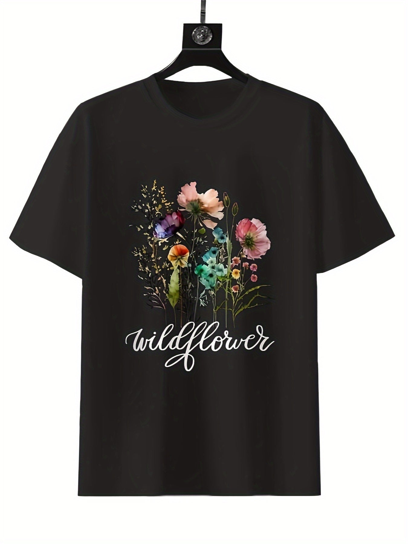 Wildflower Graphic Women's T-Shirt - Soft Short Sleeve Round Neck Casual Top, Vibrant Floral Print, Lightweight & Comfortable for Spring and Summer