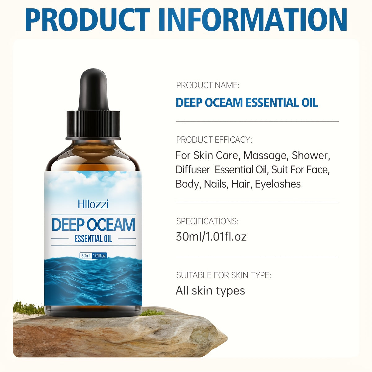 Deep Ocean Essential Oil 3 Pack 1.01 Fl Oz 30ml Marine Hydrating Moisturizing Nourishing Massage Oil for All Skin Types Perfect for Spa Skin Care Diffusers Long Lasting Fragrance DIY Candle Making