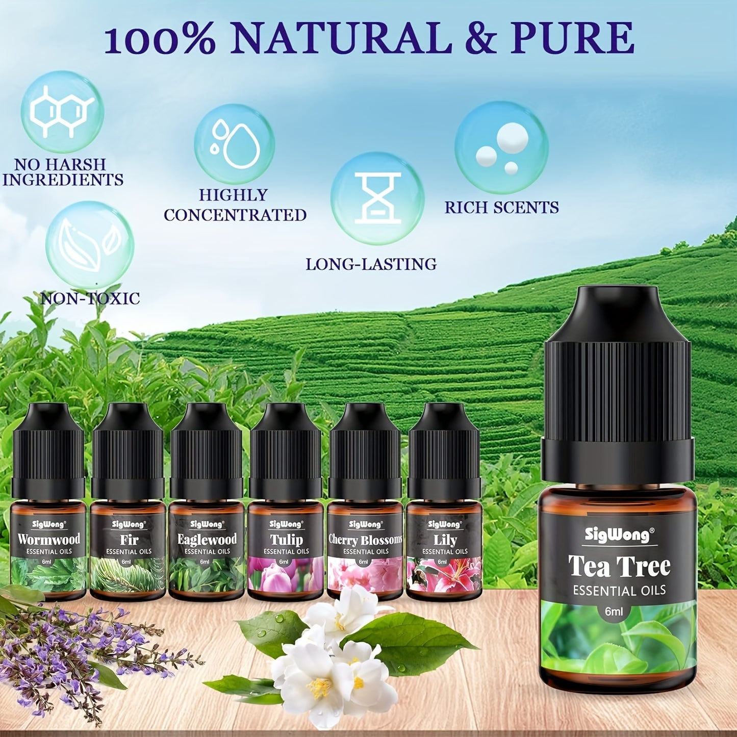 Essential Oils Set 24 Scents Fragrance Oil for Candle and Soap Making Long Lasting Natural Essential Oil for Diffuser Humidifier and Body Massage DIY Candle Making 6ml Each