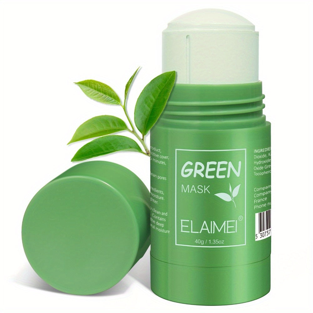 Elaimei 3 Piece Green Tea Cleansing Solid Mask Stick for Pore Cleansing Moisturizing Oil Control and Skin Beautification