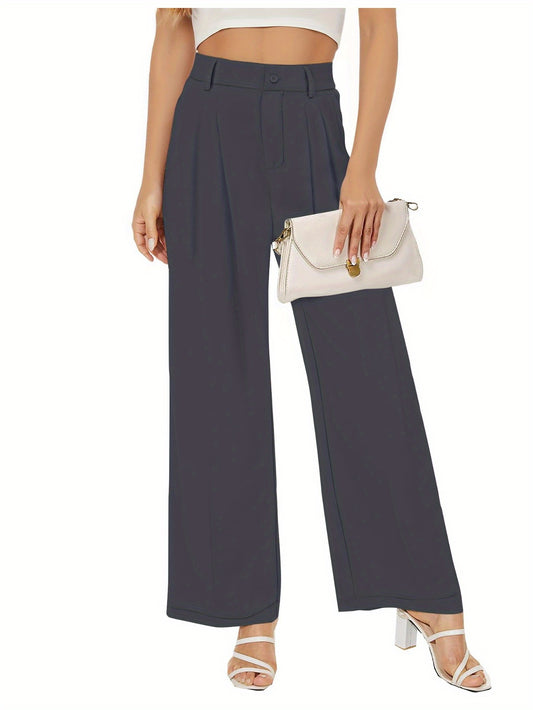 High Waist Pleated Straight Leg Pants