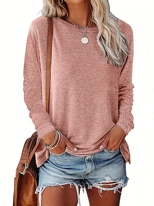 Women's T-Shirt - Comfy Long Sleeve Crew Neck