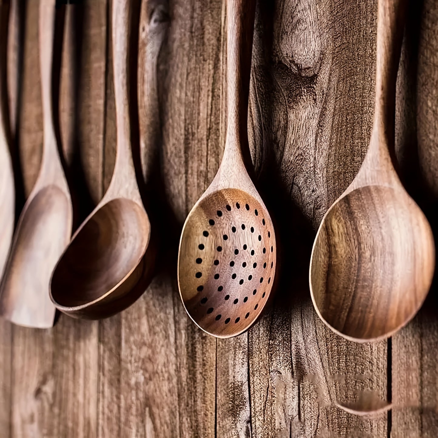 5/10pcs Premium Wooden Kitchen Utensils Set - Ergonomic Handles and Heat Resistant Essentials