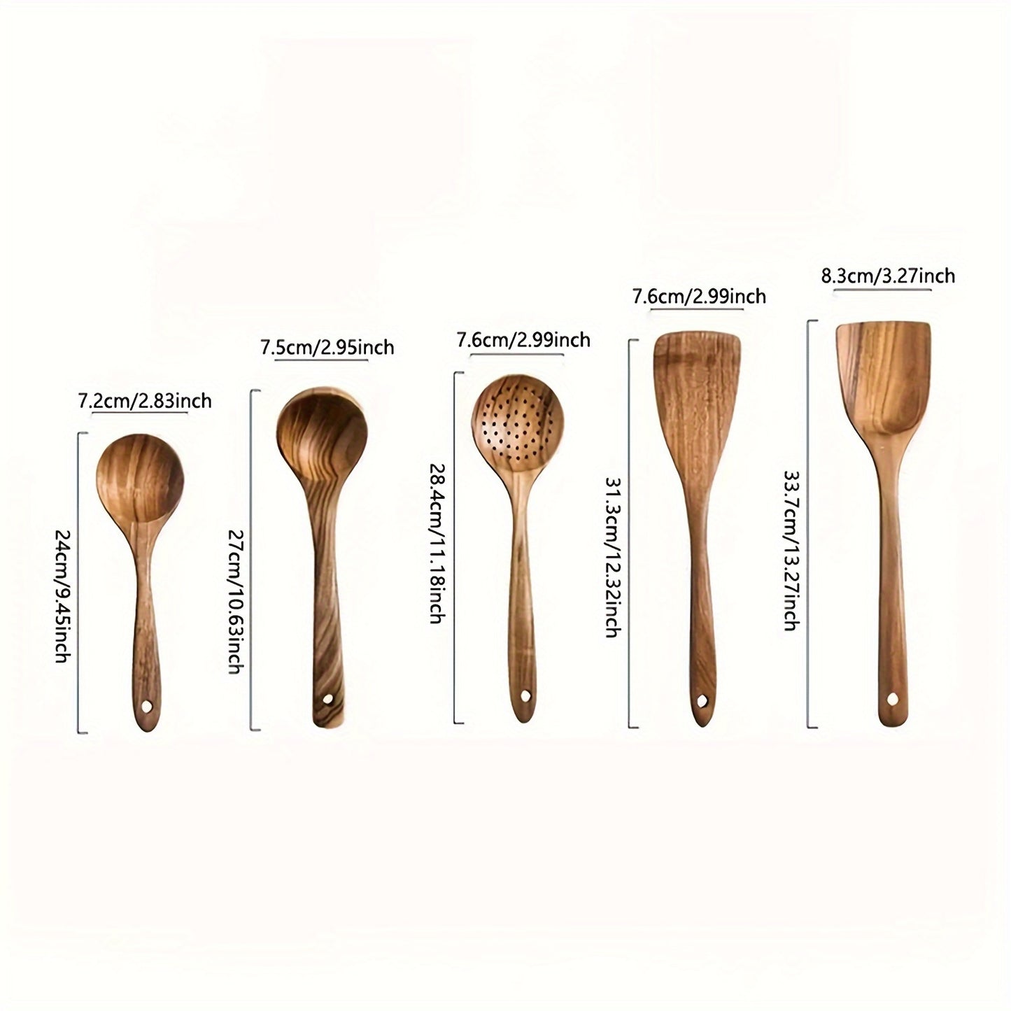 5/10pcs Premium Wooden Kitchen Utensils Set - Ergonomic Handles and Heat Resistant Essentials