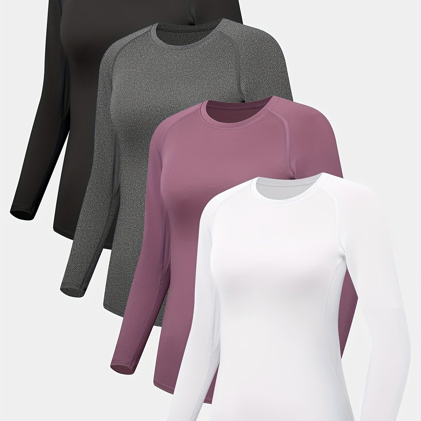 4pcs HOPLYNN Women's Athletic Compression Long Sleeve T-Shirts