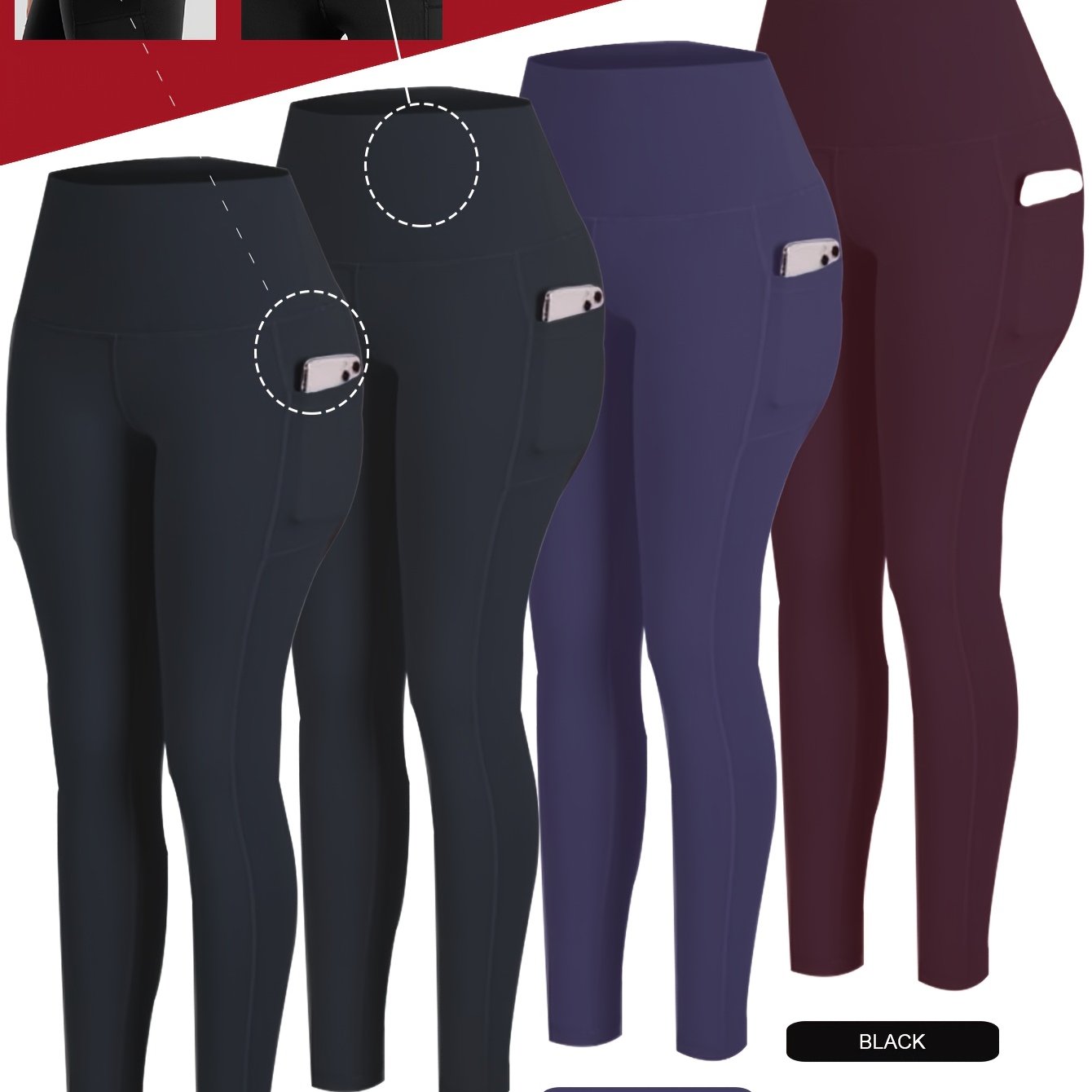 PRO-FiT Women'S 4pcs Set Of Sports Leggings, Abdominal Control, Butt Lift, Nine-point Printed Yoga Pants