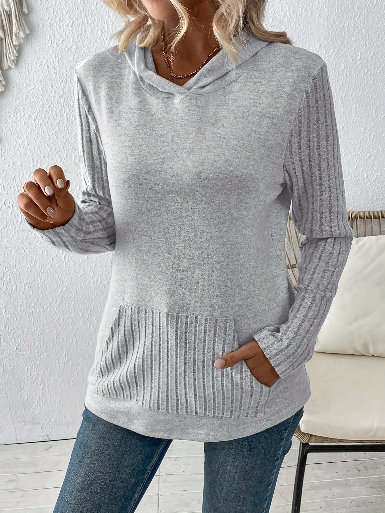 Solid Kangaroo Pocket Hoodie