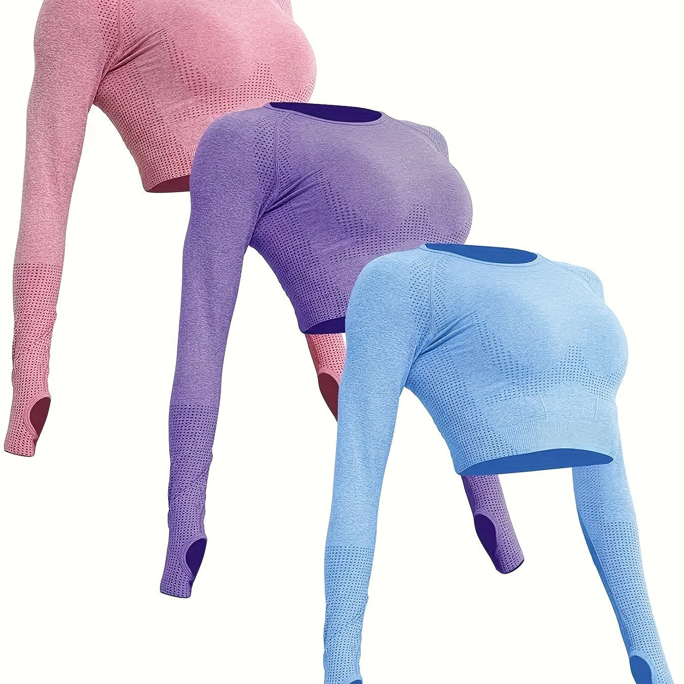 3pcs Women's Polyamide Long Sleeve Yoga T-Shirts