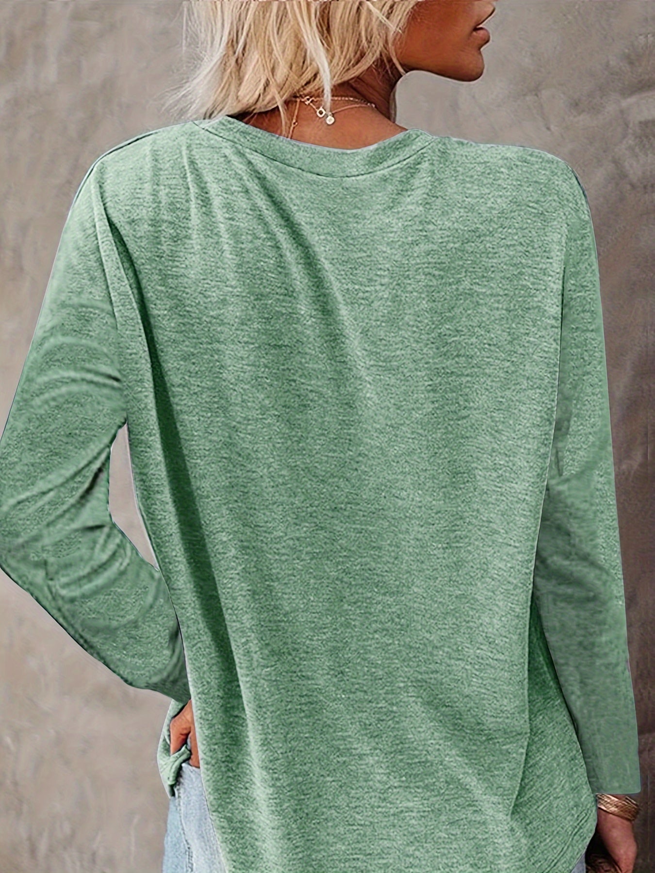 Stylish Long Sleeve Split Pocket T Shirt