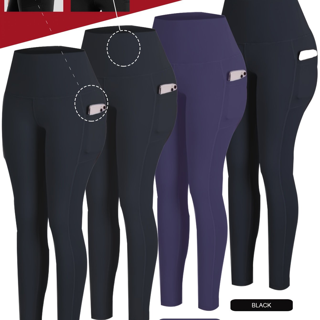 PRO-FiT Women'S 4pcs Set Of Sports Leggings, Abdominal Control, Butt Lift, Nine-point Printed Yoga Pants