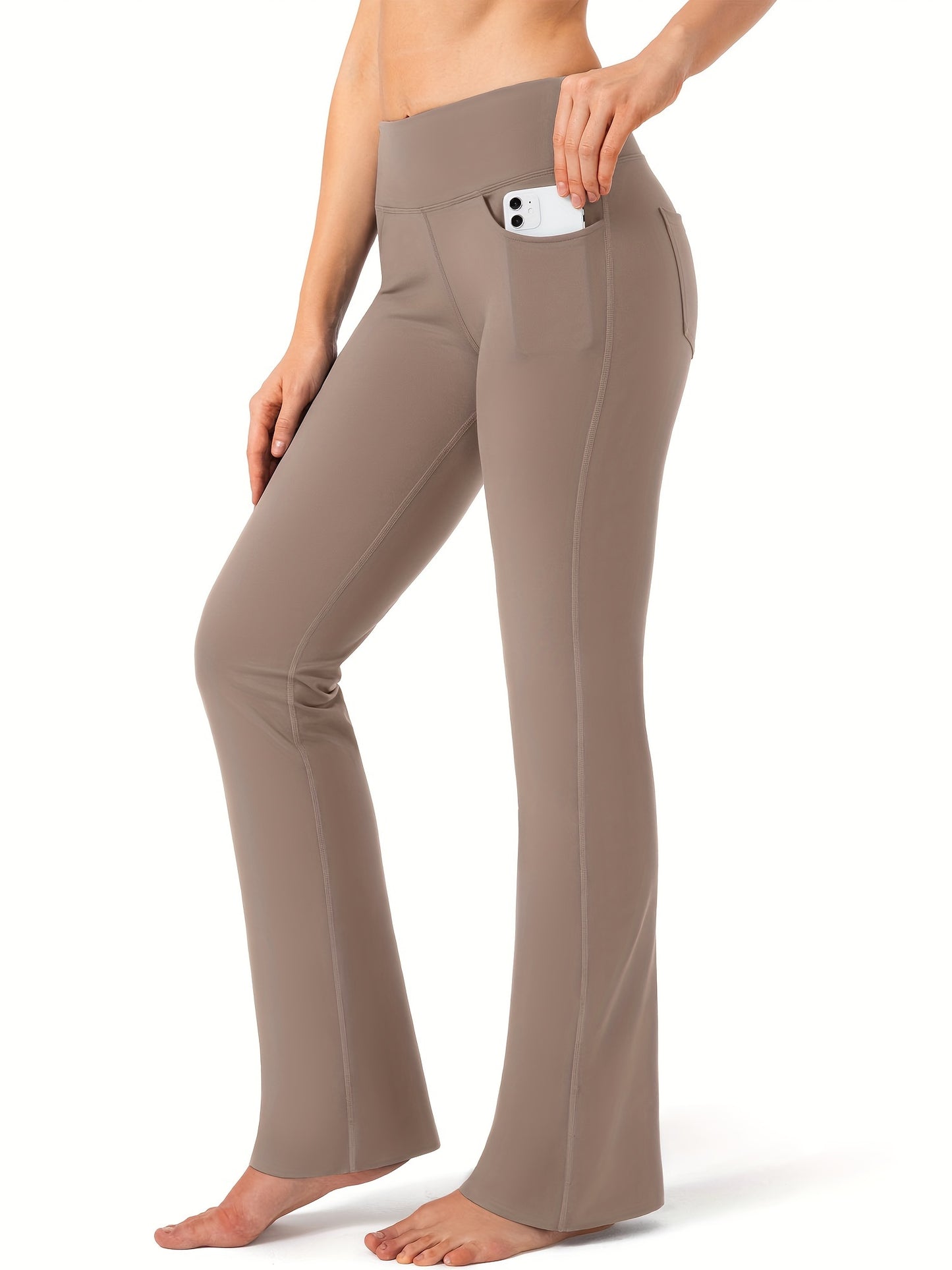 Women's Bootcut Yoga Pants Long Bootleg High-Waisted Flare Pants With Pockets