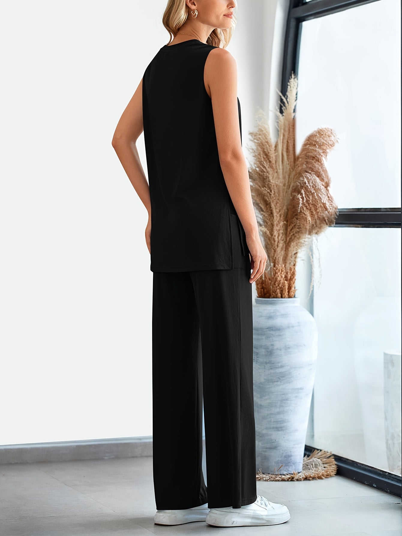 2025 Summer Women'S Two Piece Set Casual Loose Tank Top Wide Leg Pants