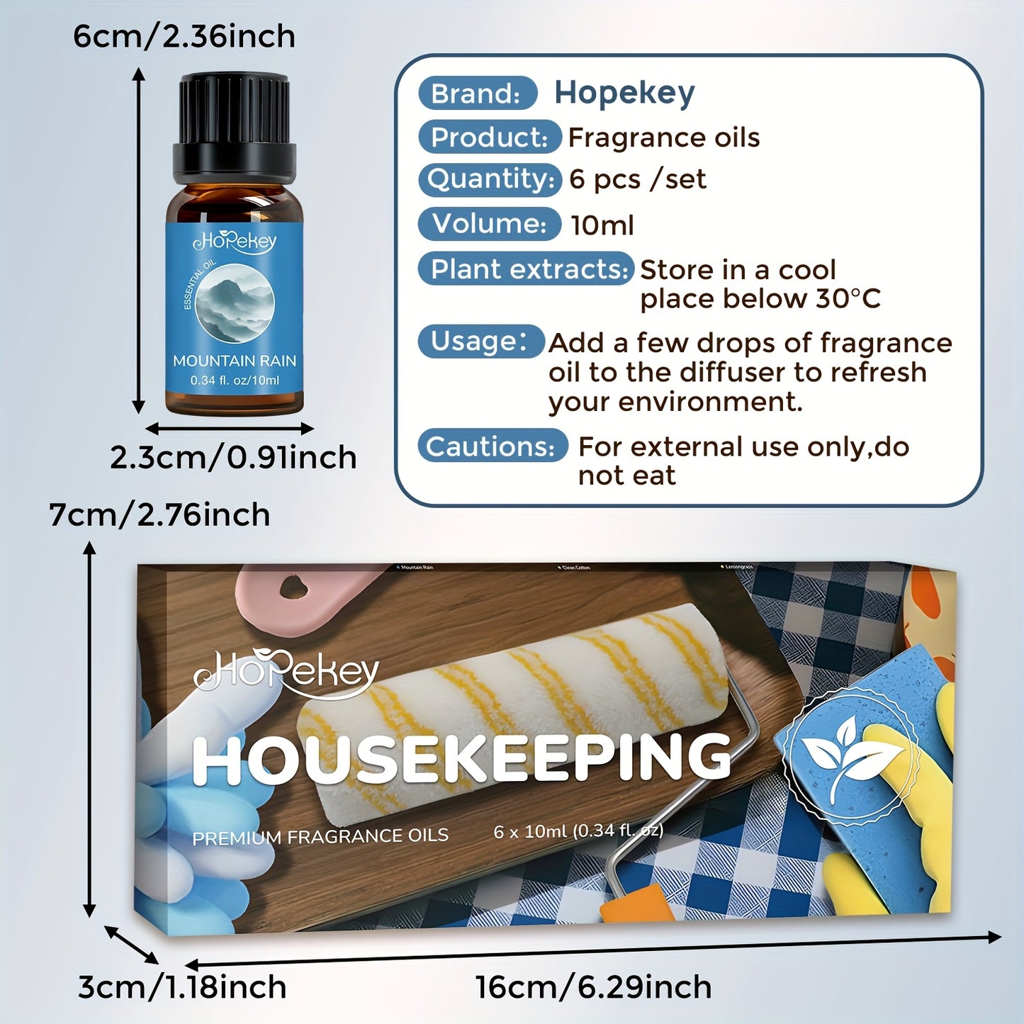 6 Piece Essential Oil Set Box Butler Themed Gift Box Ocean Breeze Lemongrass Lemon Blossom Cleaning Mountain Rain Sweet Pea Multiple Scents Unique Fragrance Long Lasting Scent Party Small Gift Party Surprise