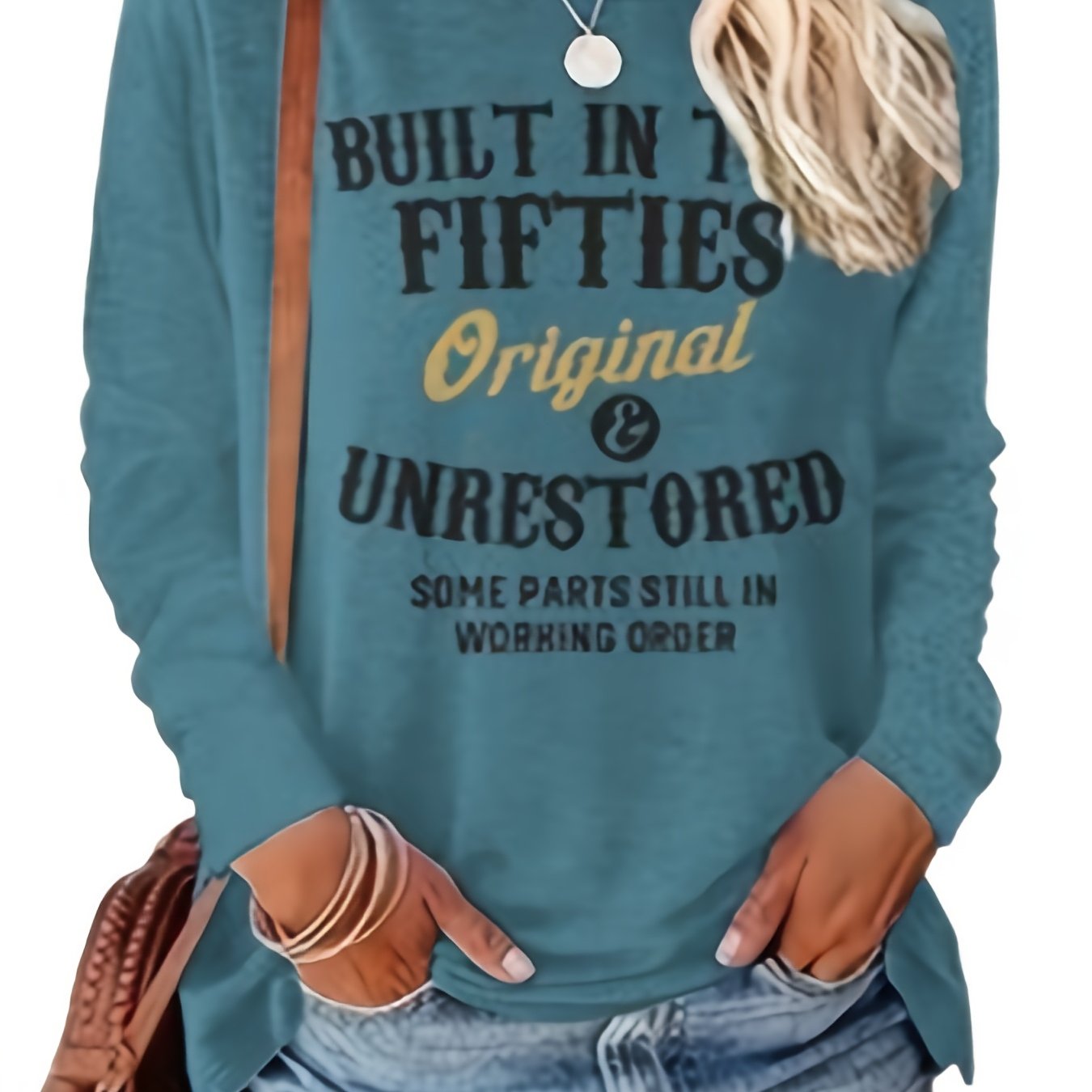 Letter Printed Women'S T-Shirt Fun Print - Comfortable Long Sleeved Round Neck - Perfect Choice for Spring And Autumn Casual Wear