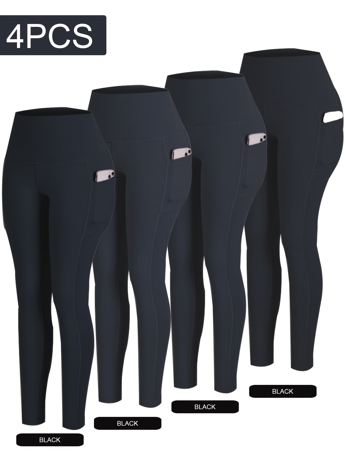 PRO-FiT Women'S 4pcs Set Of Sports Leggings, Abdominal Control, Butt Lift, Nine-point Printed Yoga Pants