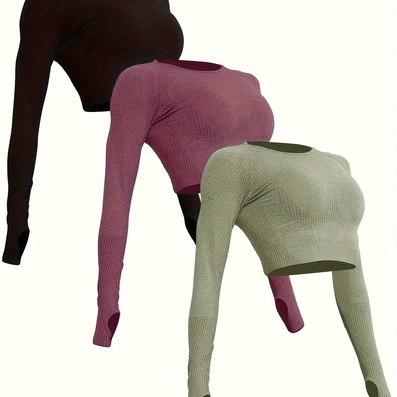 3pcs Women's Polyamide Long Sleeve Yoga T-Shirts