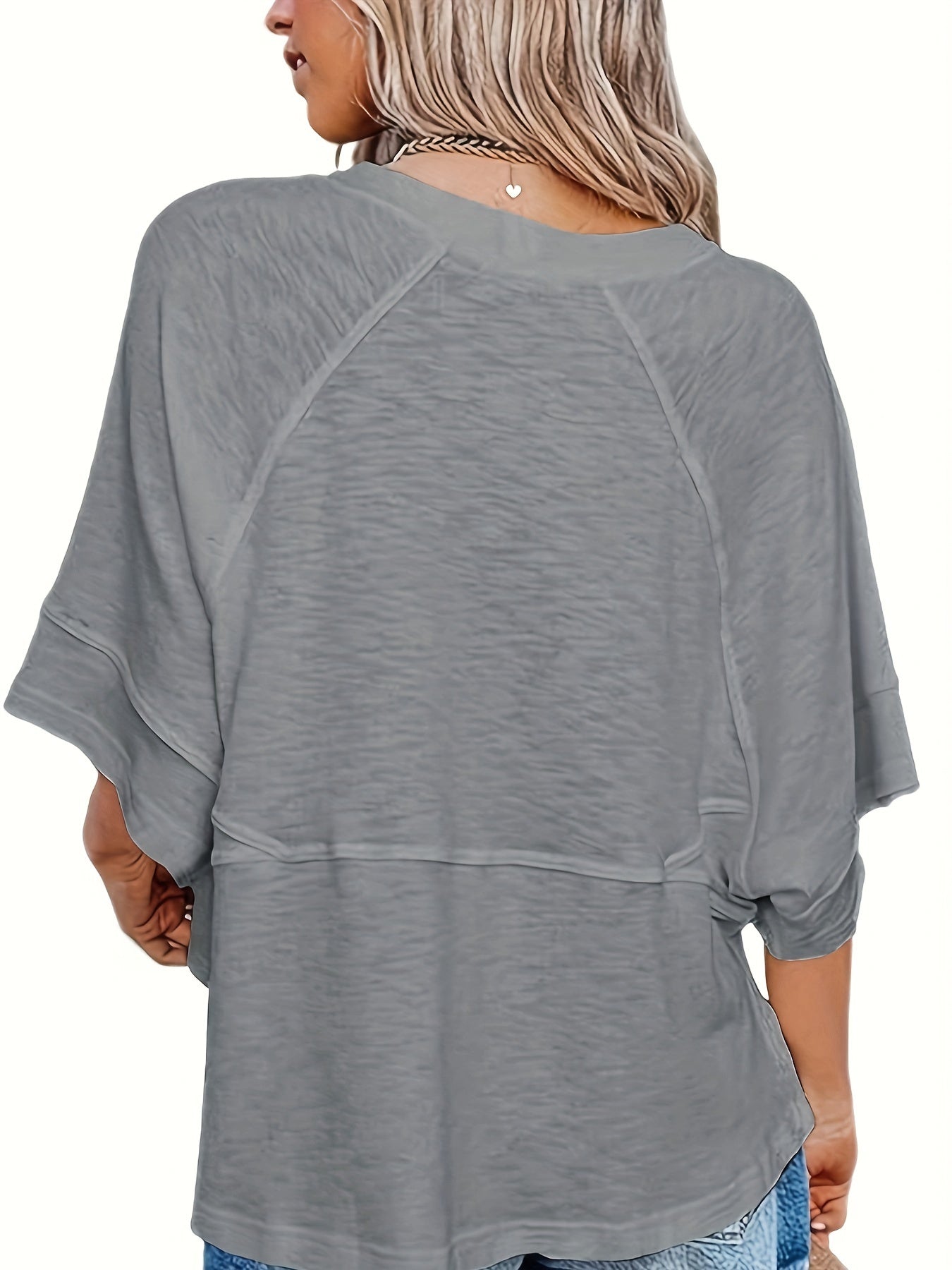 Solid Crew Neck Loose Basic T-shirt for Casual Wear