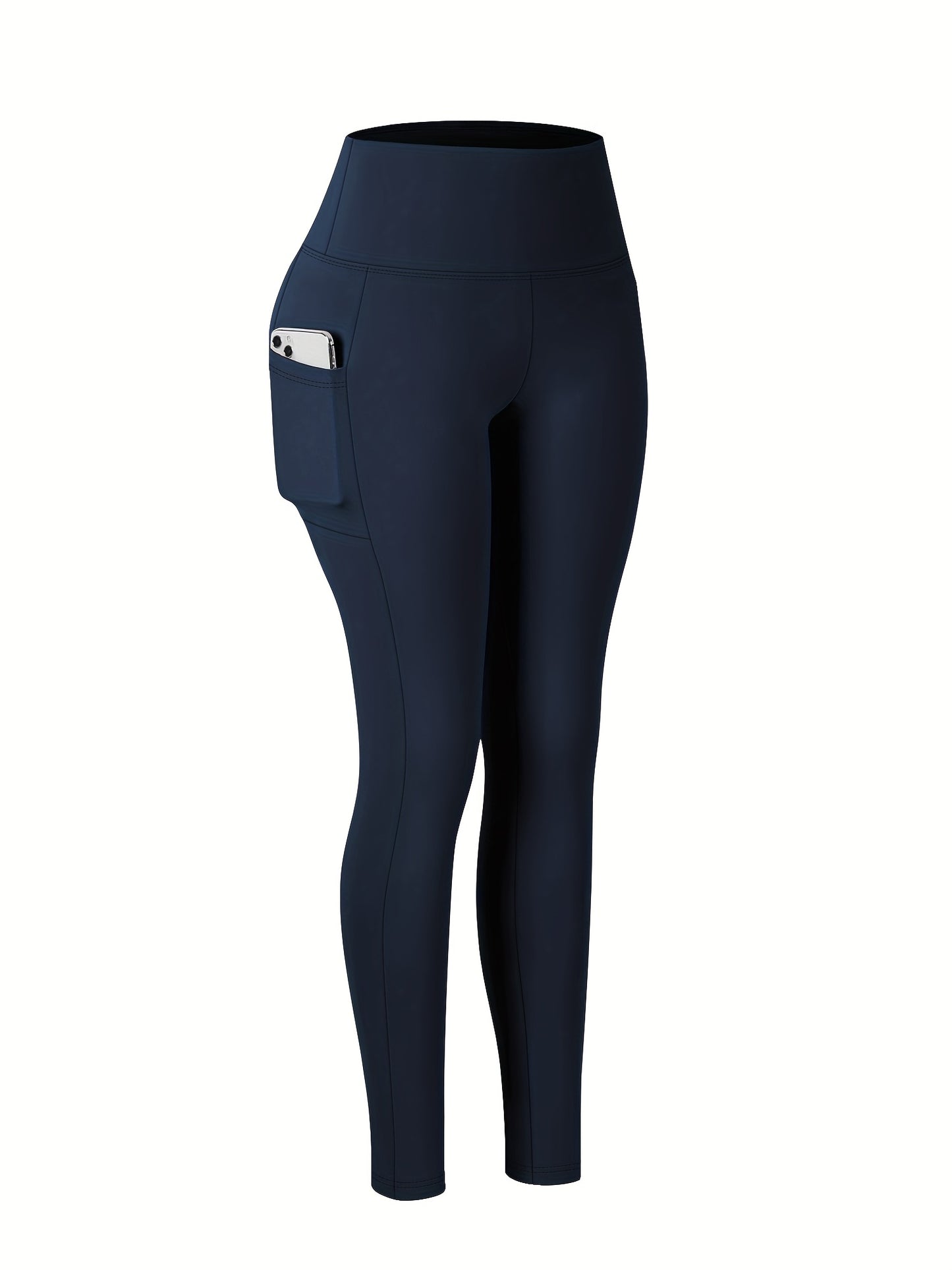 Women's High-Waisted Fleece-Lined Yoga Leggings with Pockets