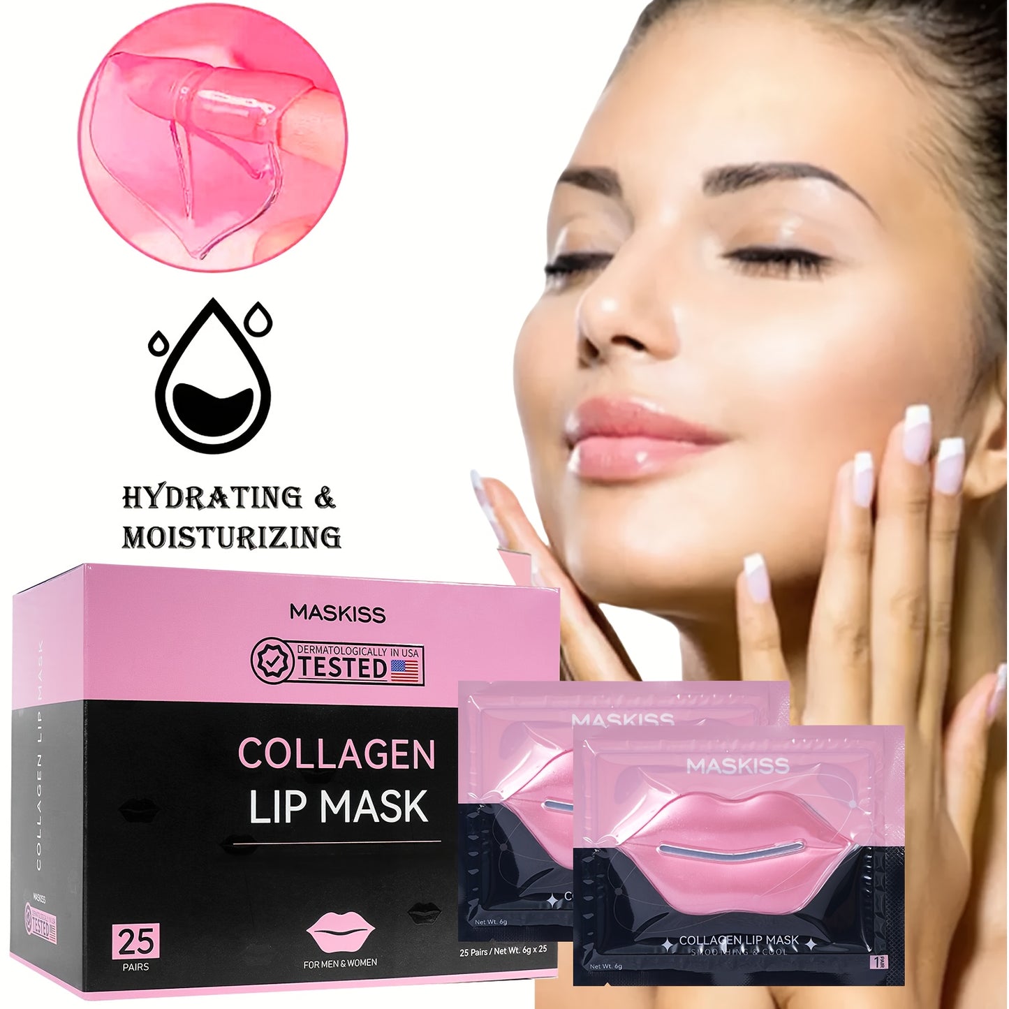 50 Pieces Hyaluronic Acid Eye and Lip Mask Set Moisturizing and Firming with Collagen Hypoallergenic Daily Skincare for All Skin Types Travel Friendly Ideal for Wedding Gifts and Valentines Day Gifts