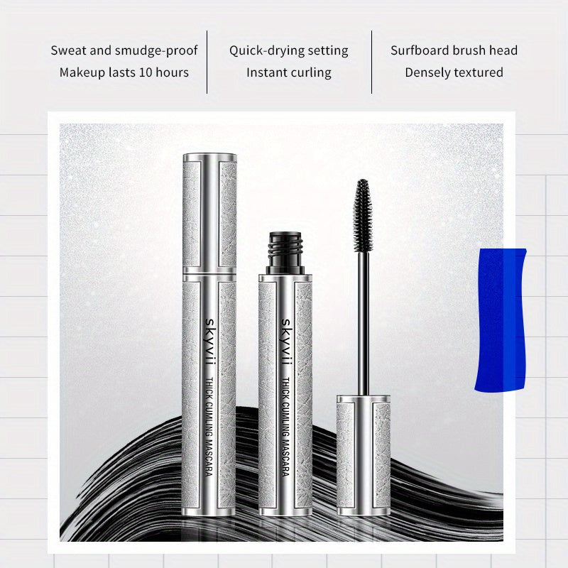 2pcs Galaxy Extension Mascara Set Dramatic Long Lasting Waterproof Rich Black Eyelash Enhancer Smudge Proof Metallic Tube Design